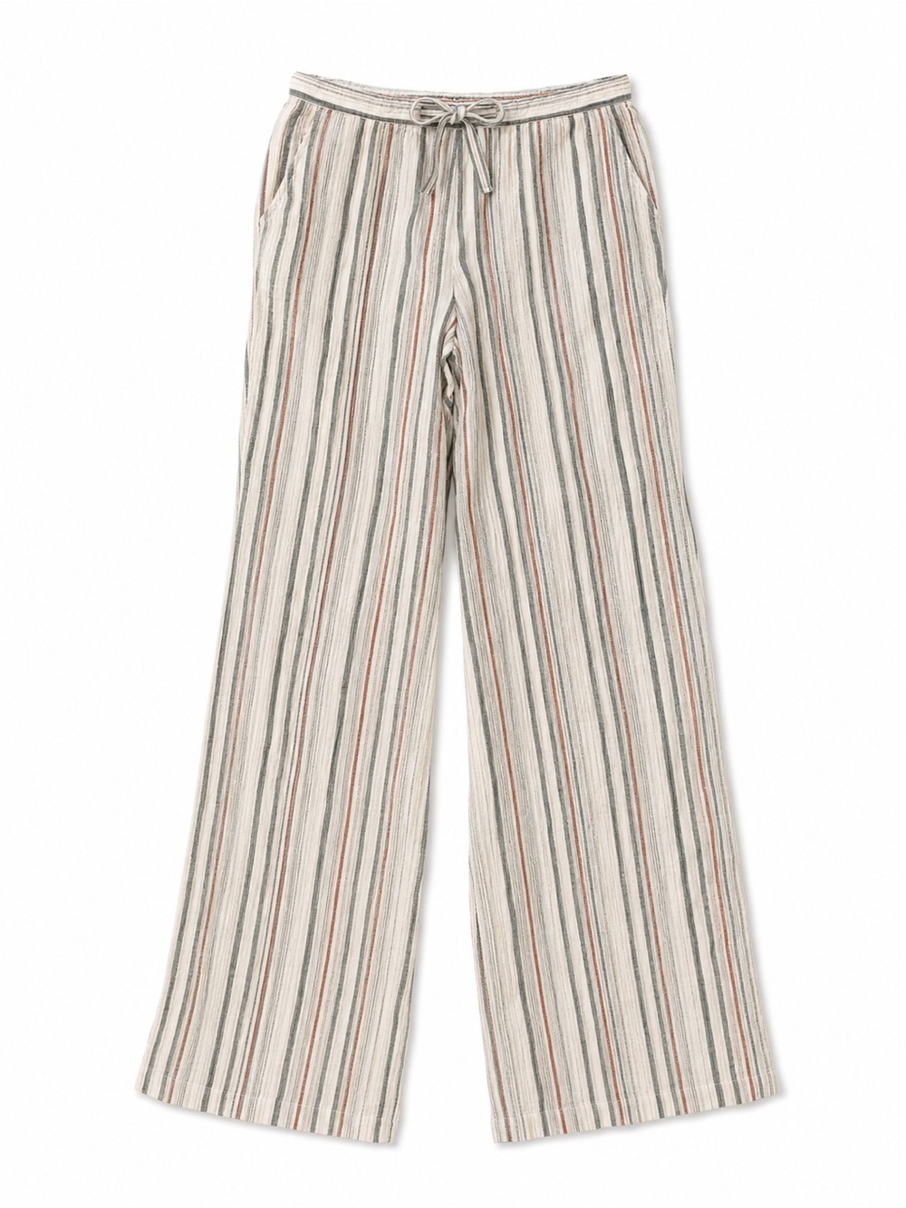 LIZ CLAIBORNE TIE WAIST GRAY AND WHITE STRIPED PANTS